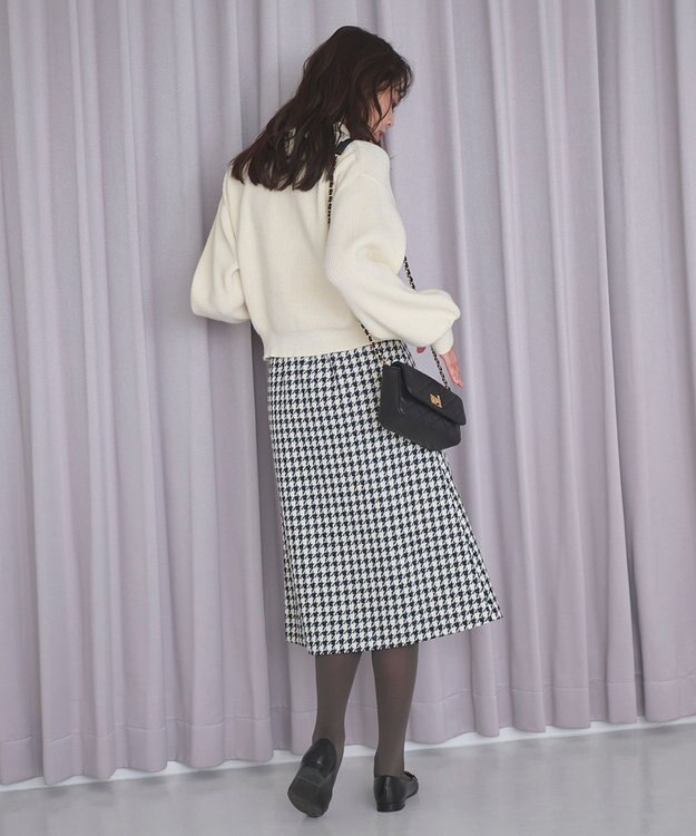 Feroux 【洗える】BOXタックミドル丈 スカート アイボリー系2