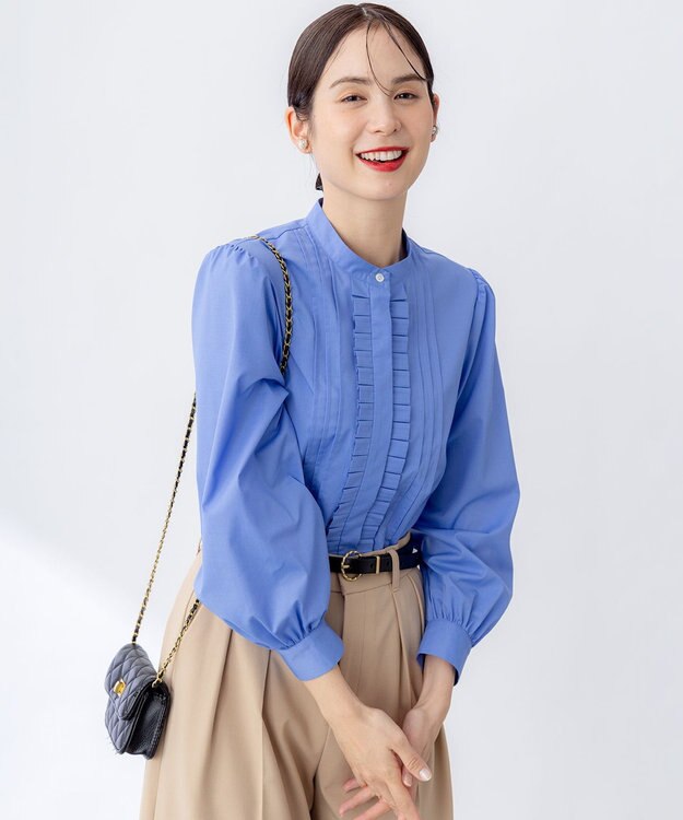 組曲 コットンタッチシャーティング ブラウス ブルー系