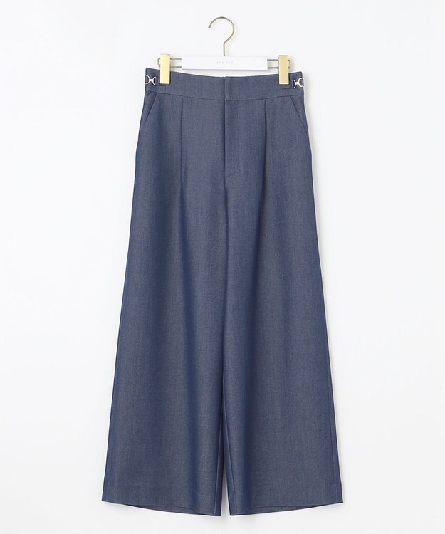 ANY SIS 【洗える】ビットポイント ワイドパンツ シャンブレー