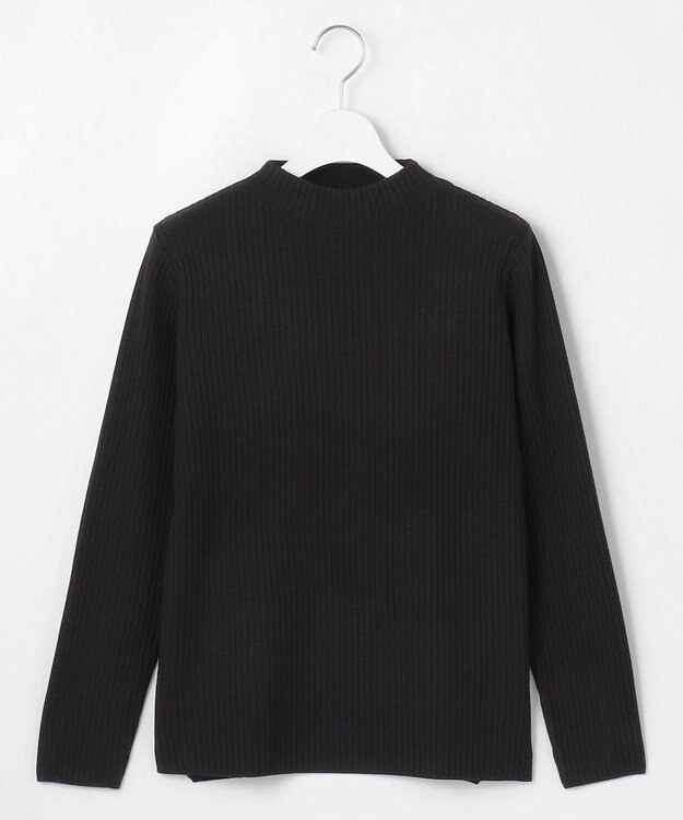 J.PRESS LADIES L 針抜きフライス リブ ボトルネック カットソー ブラック系