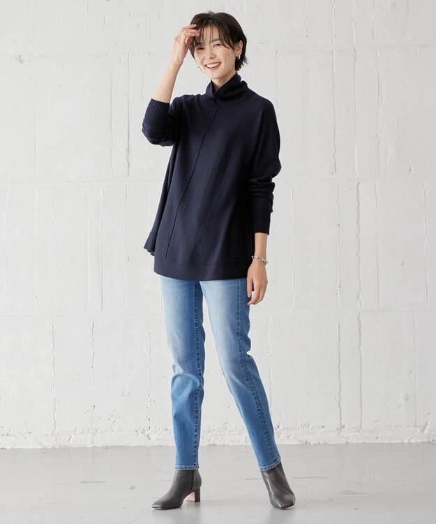 J.PRESS LADIES S 【WEB限定カラーあり・洗える】EASY WOOL チュニック ニット ネイビー系