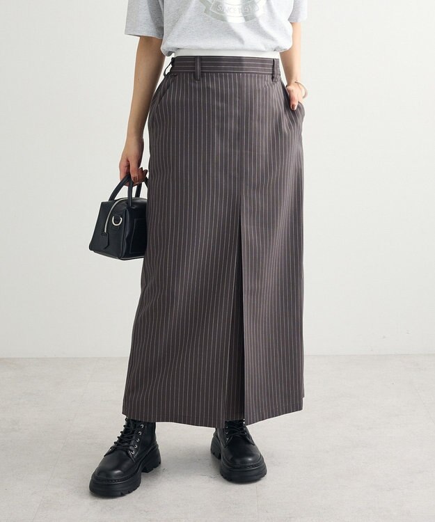 Green Parks ウエストレイヤーボックスプリーツスカート Charcoal Gray