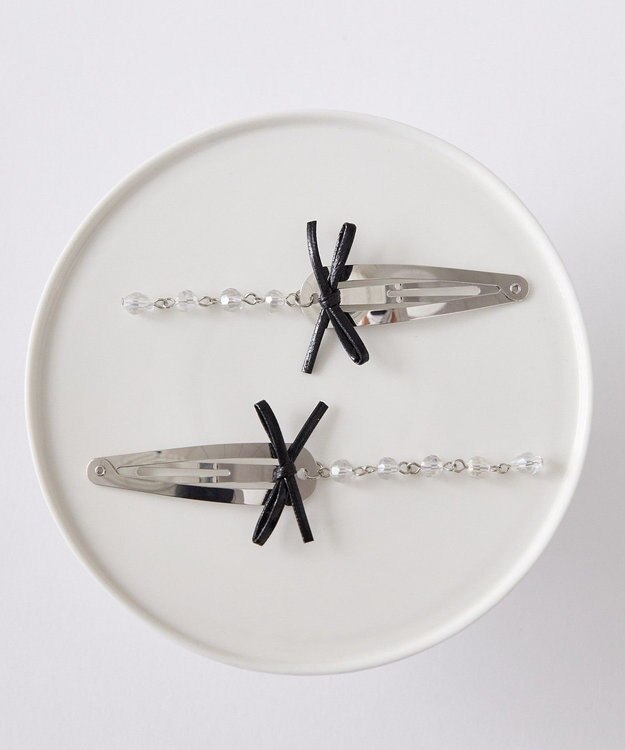 Maison de FLEUR リボンスリーピンセット Black