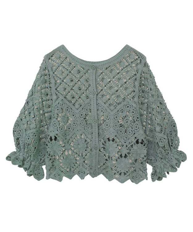 Green Parks ・ＳＵＧＡＲ　ＳＰＯＯＮ　２ｗａｙクロシェカーディガン Gray Beige