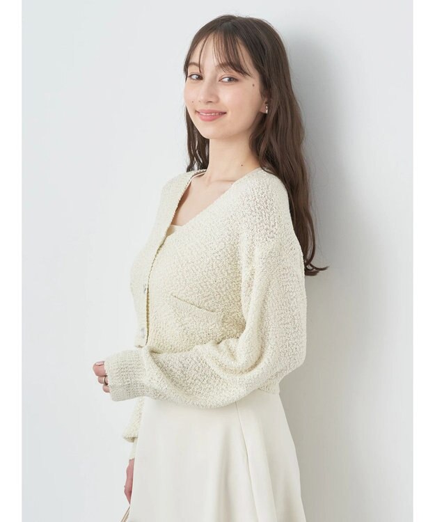 earth music&ecology ポコポコヤーンショートカーディガン Off White