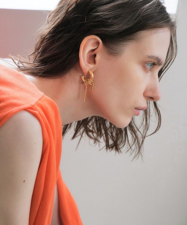 YECCA VECCA チェーンフリンジイヤリング Gold