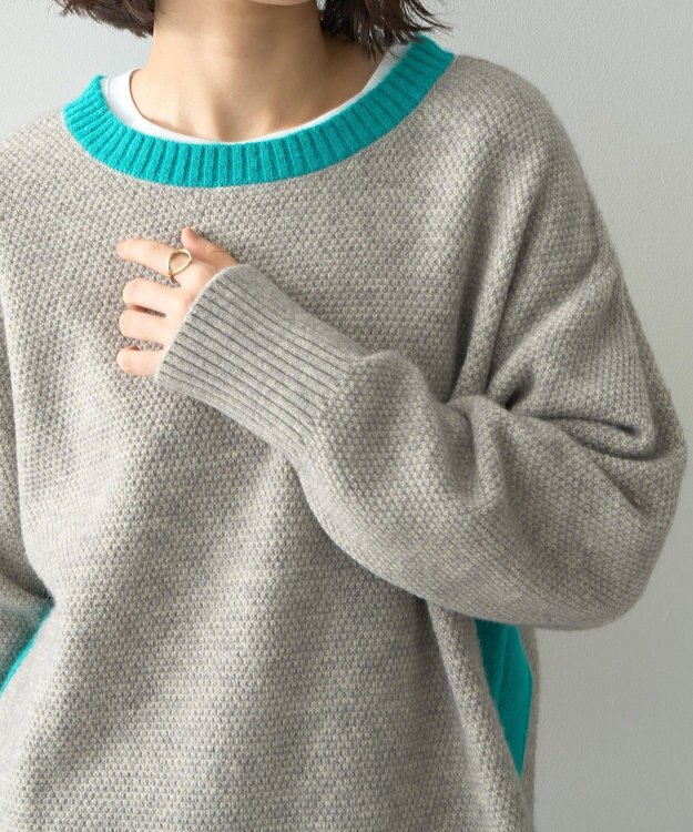 AMERICAN HOLIC 配色ニットポコポコプルオーバー Gray Mixture