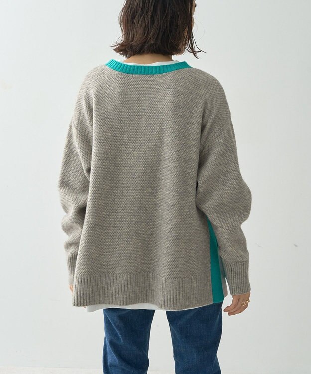 AMERICAN HOLIC 配色ニットポコポコプルオーバー Gray Mixture