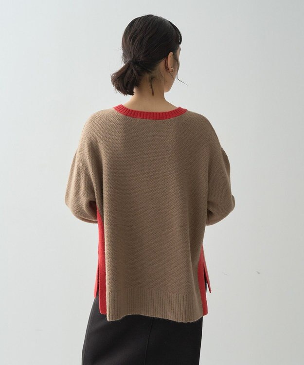 AMERICAN HOLIC 配色ニットポコポコプルオーバー Mocha