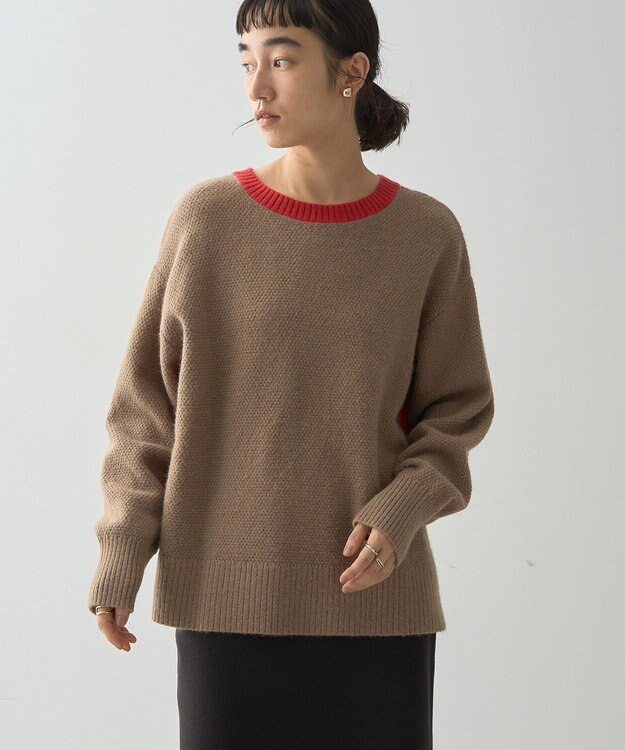 AMERICAN HOLIC 配色ニットポコポコプルオーバー Mocha