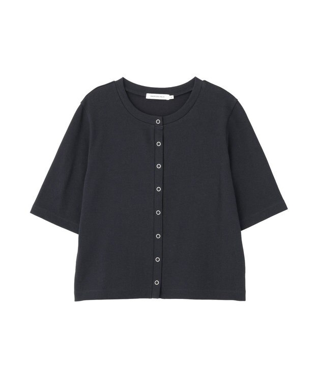 AMERICAN HOLIC 【マルチ機能】リブ半袖カーディガン Dark Navy