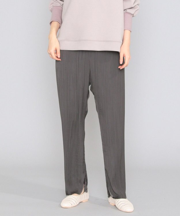 SHARE PARK LADIES 【洗える】アンティークサテンプリーツパンツ グレー系