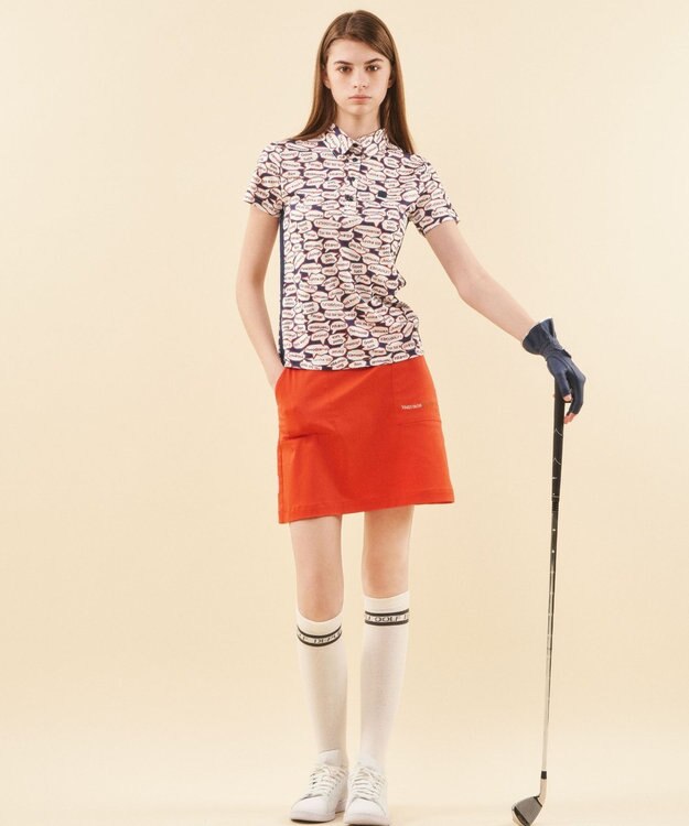 23区GOLF 【WOMEN】【吸水速乾/UVカット】YELL総柄プリントポロシャツ ネイビー系5