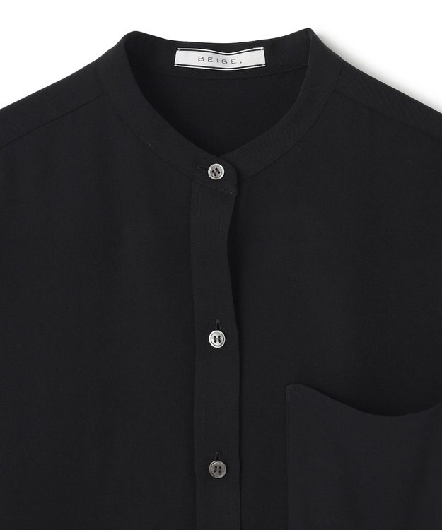BEIGE， 【WEB限定・洗える】CELOSIA / シアースリーブスタンドカラーブラウス Black
