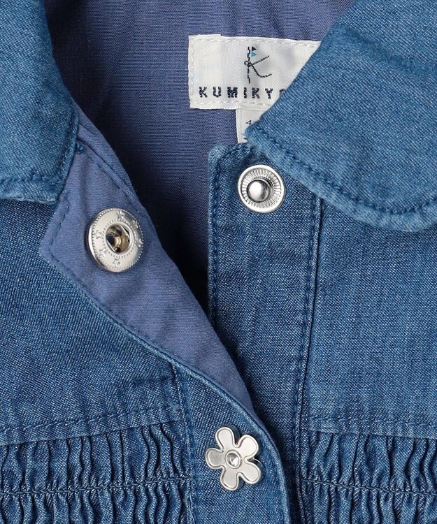 組曲 KIDS 【110-140㎝】 フラワーボタンデニムワンピース ネイビー