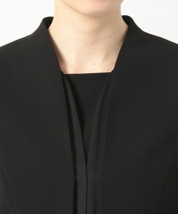 自由区 FORMAL 【洗える/縦横ストレッチ】セオプラスエス横二重ジャケット＋ワンピース ブラック系