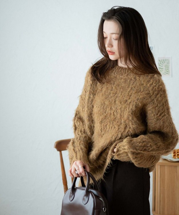 WEGO ブラッシュニットBIGプルオーバー ブラウンその他