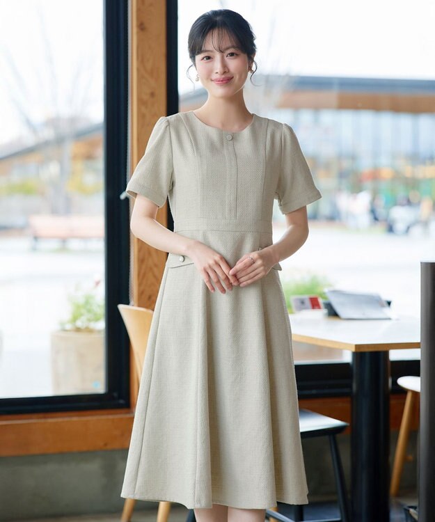 Tiaclasse 半袖サマーツイードワンピース ミント