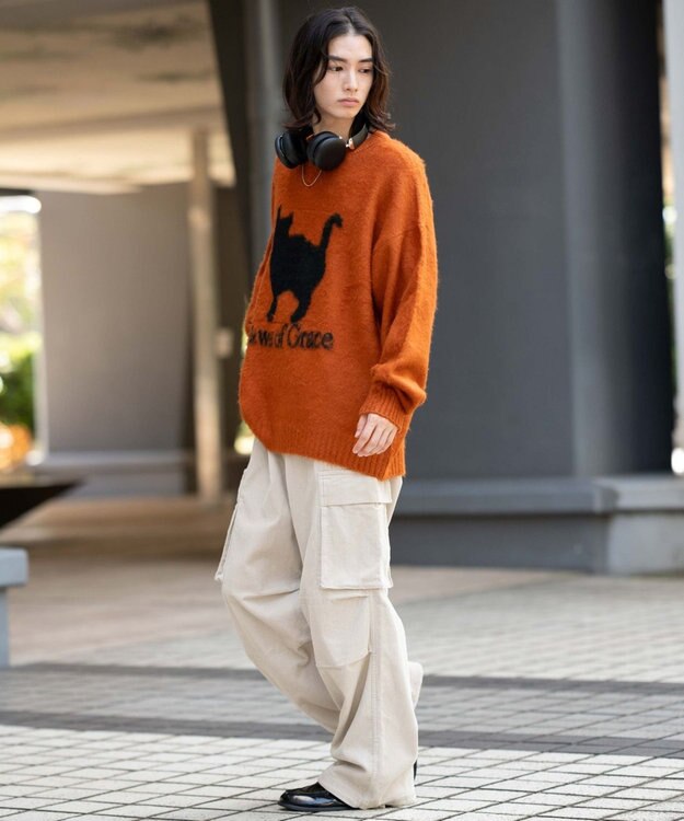 WEGO 【ウエストゴム/MLサイズ展開】イージーコーデュロイカーゴパンツ ライトベージュ