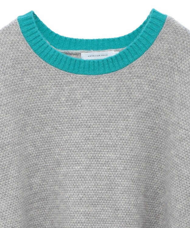 AMERICAN HOLIC 配色ニットポコポコプルオーバー Gray Mixture