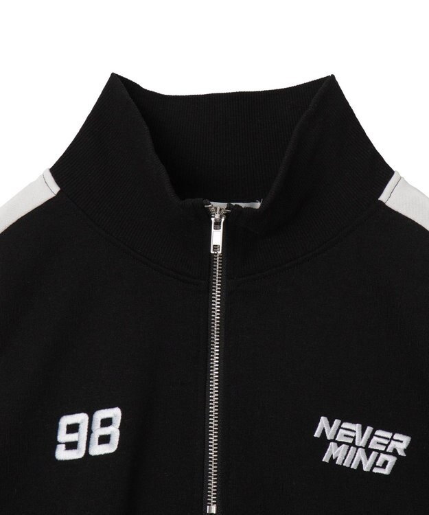 WEGO 刺繍ハーフジップショートスウェット ブラック