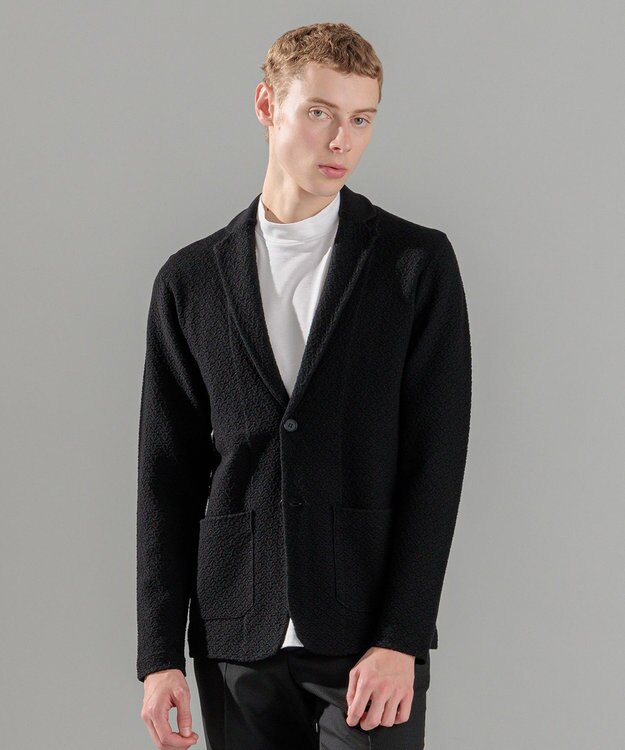 JOSEPH HOMME 新型【洗える】ヴィスコースリンクス 　ニットジャケット ブラック系