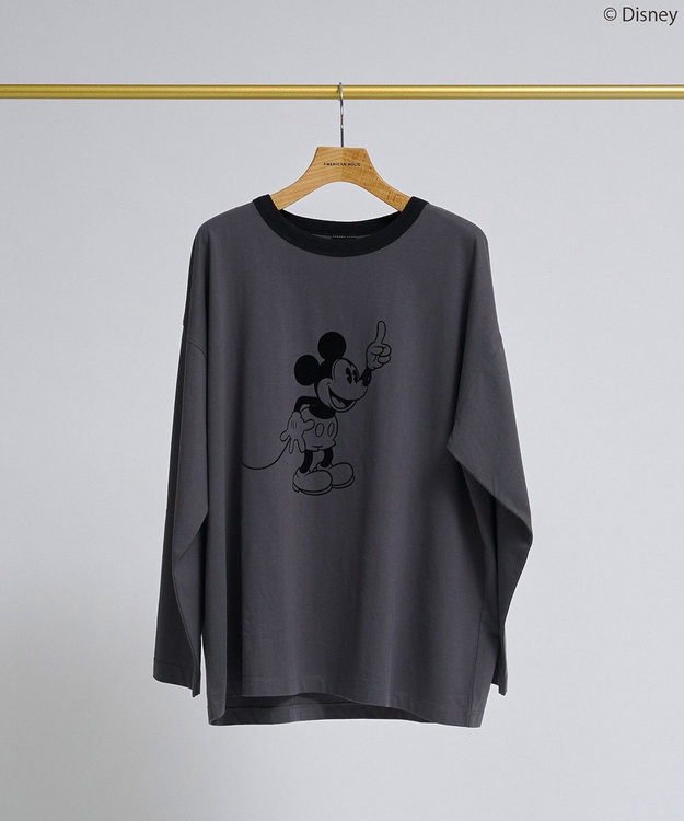 AMERICAN HOLIC 【Mickey&Friends】フロッキーリンガーT Charcoal Gray