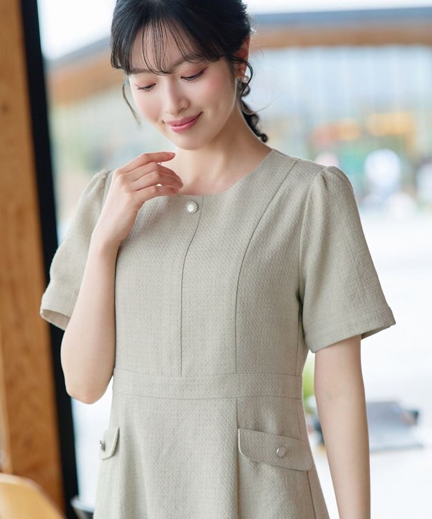 Tiaclasse 半袖サマーツイードワンピース ミント