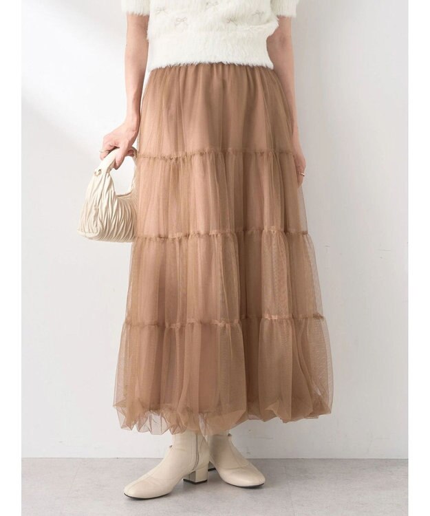earth music&ecology チュールバルーンスカート Camel