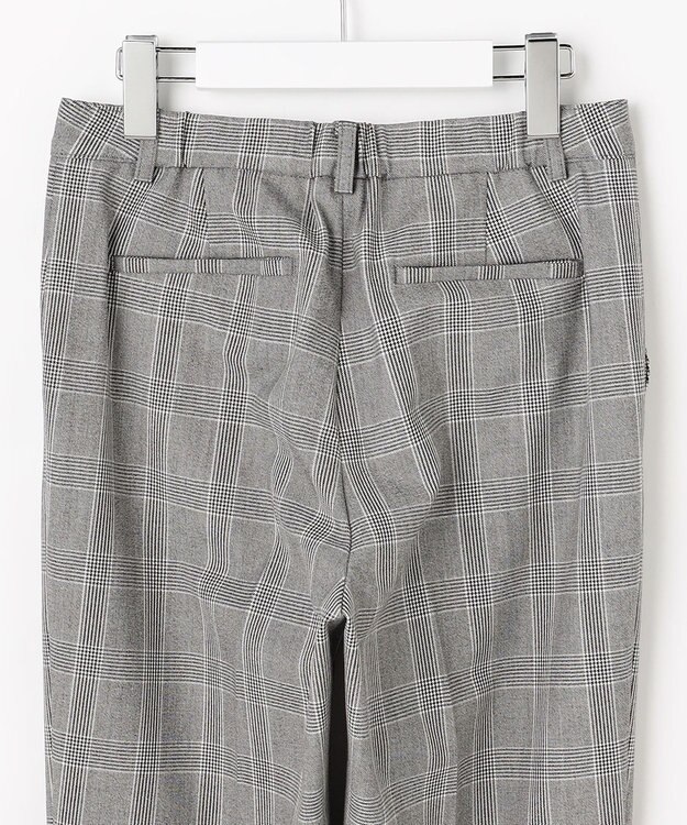 J.PRESS LADIES L アルガンシルク チェック テーパード パンツ ライトグレーチェック系