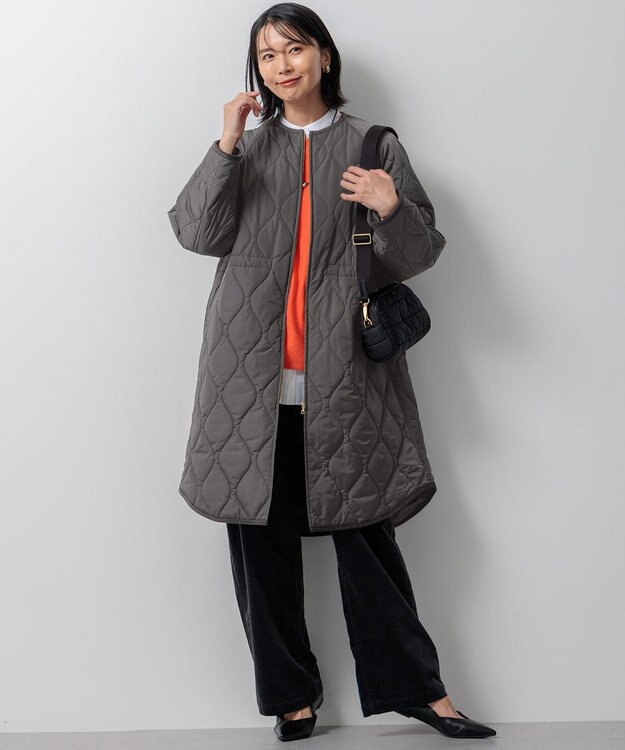 23区 S 【洗える/撥水加工】中綿 ロング パディング アウター グレー系