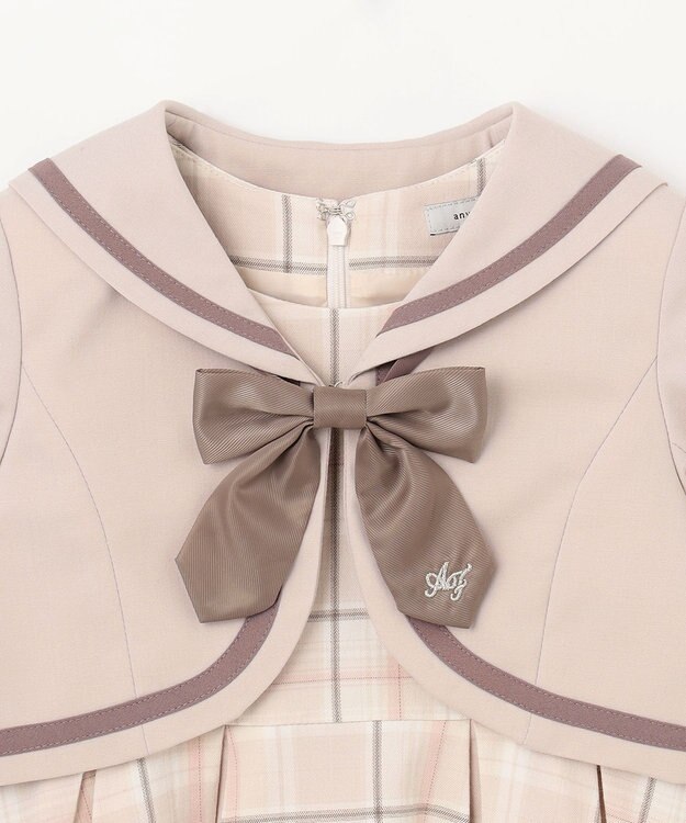 ANY KIDS ジャケット付き チェック ワンピース ピンクベージュ