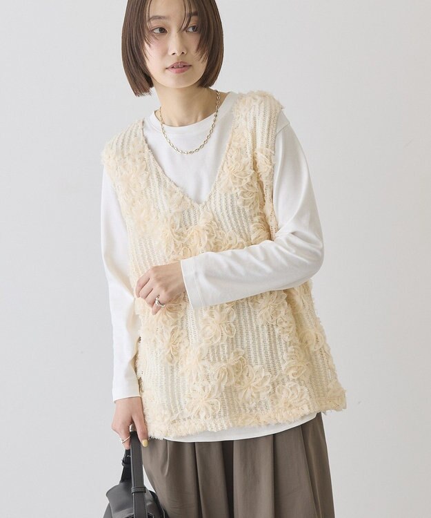 AMERICAN HOLIC 【選べる丈】Ｖネックレースベスト Ivory