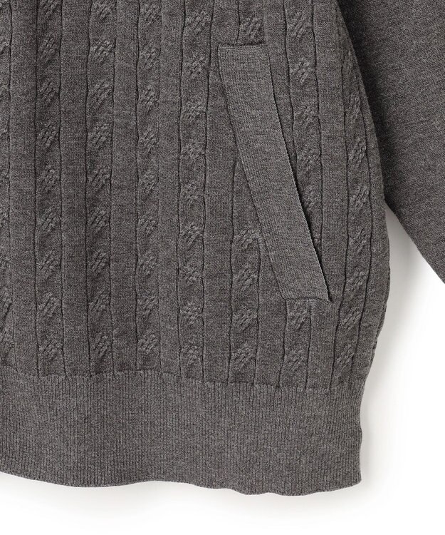 J.PRESS MEN 羽織るだけで整う大人の品格【ストレッチ / イージーケア】【FLEX YARN】ケーブルニット ブルゾンライク カーディガン グレー系