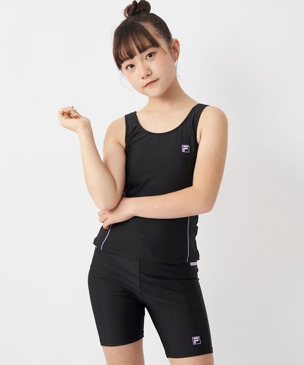 OP／FILA 【FILA】スクール水着タンキニ 上下セット ブラック×パープル