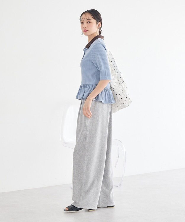 earth music&ecology ダブル衿ペプラムプルオーバー Sax