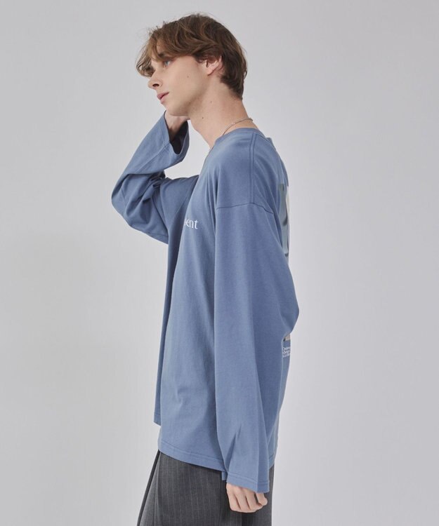 WEGO 【２点セット/ユニセックス着用ITEM】アクセ付きフォトコラージュT（LS） サックス