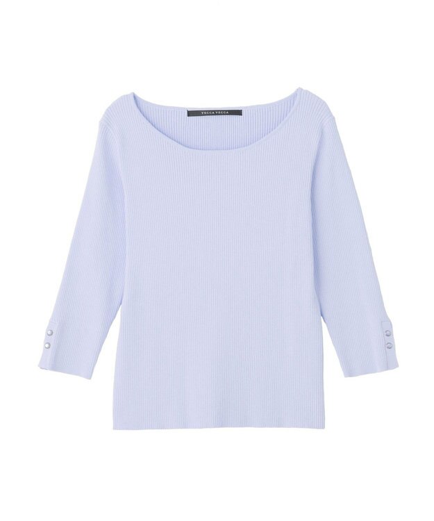 YECCA VECCA 袖釦7分袖リブニット Blue
