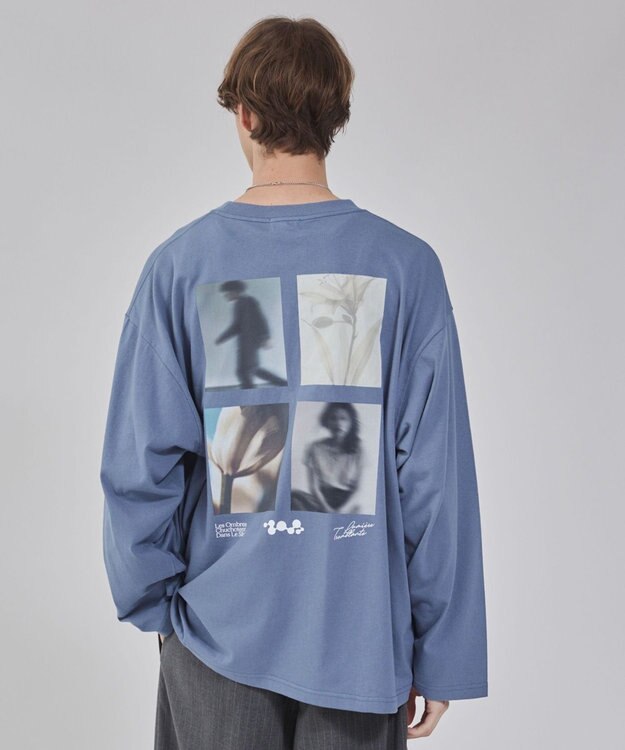 WEGO 【２点セット/ユニセックス着用ITEM】アクセ付きフォトコラージュT（LS） サックス