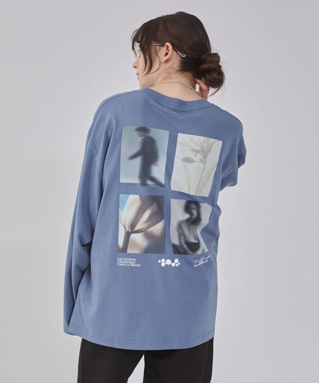 WEGO 【２点セット/ユニセックス着用ITEM】アクセ付きフォトコラージュT（LS） サックス