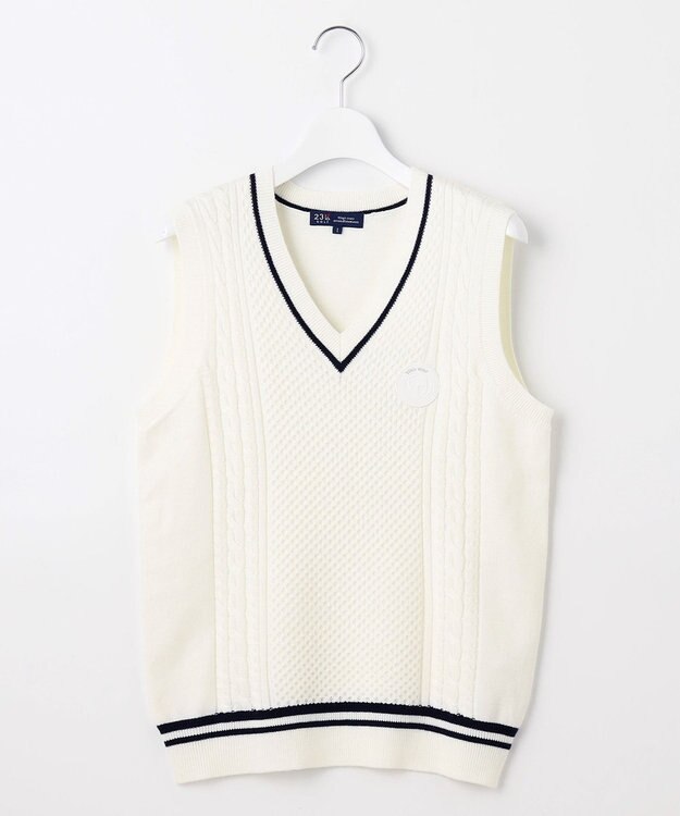 23区GOLF 【WOMEN】【洗える】ニットベスト ホワイト系