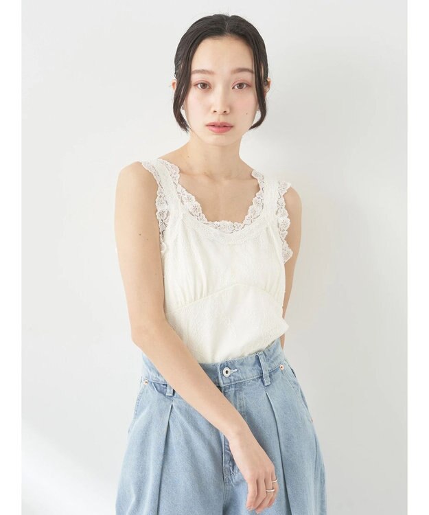 earth music&ecology 総レースキャミソール Ivory