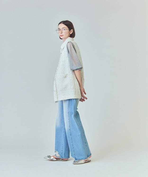 GRACE CONTINENTAL ツイードカバーオールジレ ホワイト