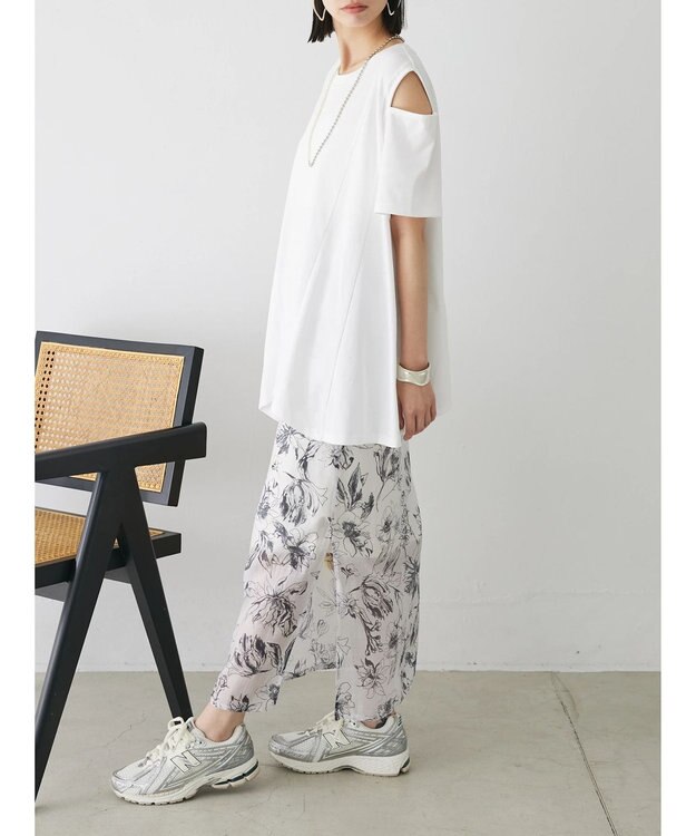 Green Parks モノトーンフラワータイトスカート Off White