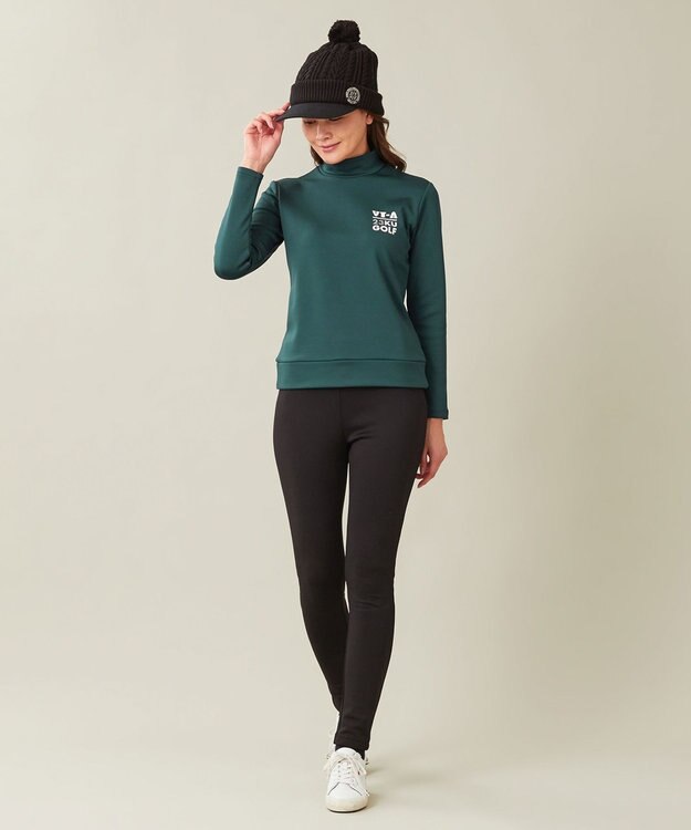 23区GOLF 【WOMEN】【吸湿発熱・ストレッチ】ストレッチ裏フリース レギパン ブラック系