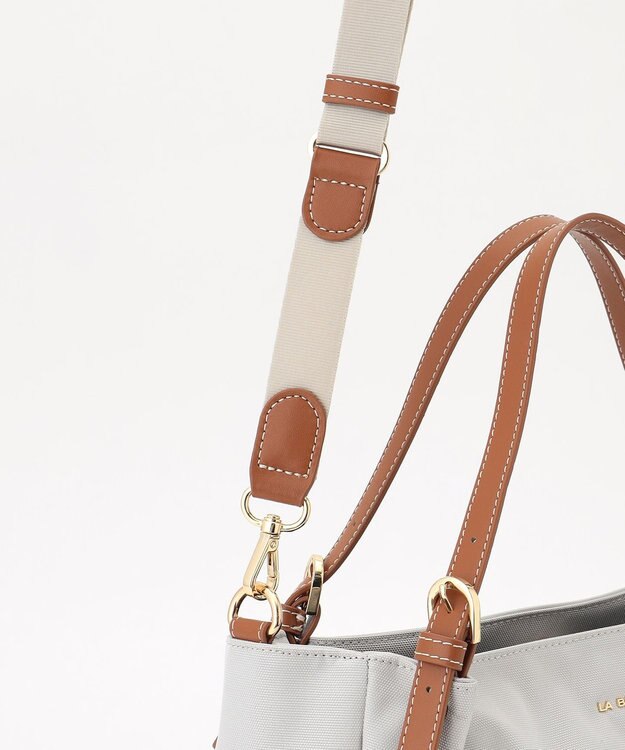 LA BAGAGERIE ポリエステルキャンバス　2WAYミニトート アイボリー