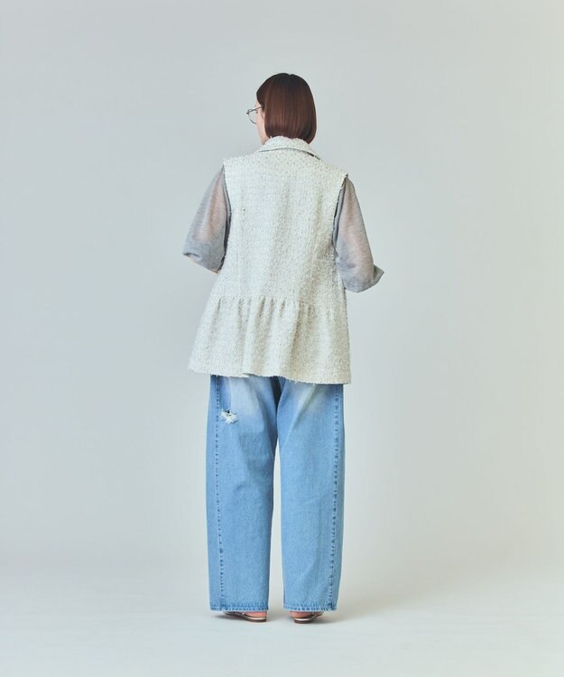 GRACE CONTINENTAL ツイードカバーオールジレ ホワイト