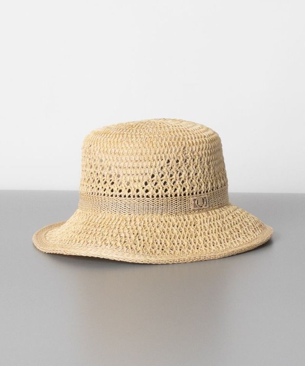 AURORA LANVIN en Bleu ランバン オン ブルー 手編み風ペーパーサーモ中ツバ ハット ライトベージュ