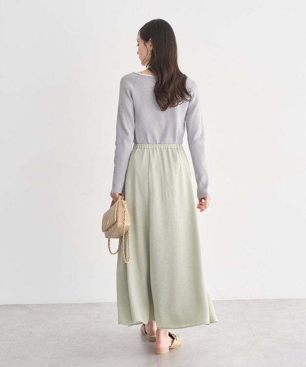 earth music&ecology 【予約】レーストリムリブニットプルオーバー グレー