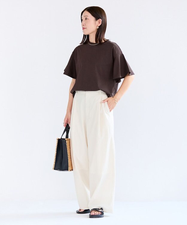 UNFILO フレアスリーブ Tシャツ ブラウン